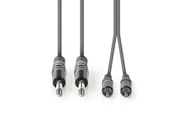 Nedis félprofi audió kábel COTH23320GY30, 2 x 6,35mm monó jack dugó - 2 X RCA dugó, hossz 3m, rugalmas