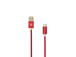 SBOX USB Male -> TYPE-C Male Kábel (USB-TYPEC-15R) piros