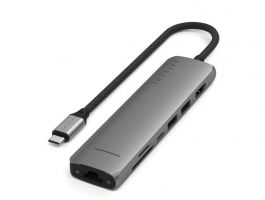 Satechi 7-in-1 USB-C Slim Multiport Adapter with Ethernet - Space Grey (ST-P7SM)