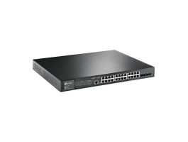 TP-LINK JetStream 28-Portos Gigabit L2 Menedzselhető Switch, 24 PoE+ porttal (TL-SG3428MP)