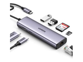 UGREEN Adapter HUB, USB-C 2x, USB 3.0, HDMI, RJ45, SD/TF