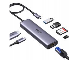 UGREEN CM512 USB-C HUB/adapter 2x USB 3.0, HDMI 4K, RJ45, SD/TF, PD