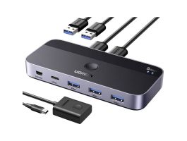 UGREEN CM662 USB 3.0 switch, 2X4 kimenet (fekete)