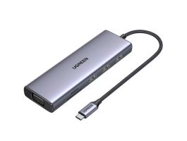 UGREEN Revodok CM498 10 az 1-ben adapter USB-C - 3x USB-A 3.0, HDMI, VGA, RJ45, SD/TF, AUX3,5 mm, PD