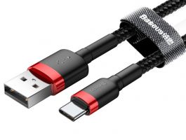 Baseus Cafule USB - Type-C 0.5m gyorstöltő adatkábel (CATKLF-A91) piros/fekete