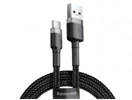 Baseus Cafule USB - Type-C 2m gyorstöltő adatkábel (CATKLF-CG1) szürke/fekete