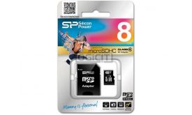 Silicon Power microSDHC 8GB C10 memóriakártya (SP008GBSTH010V10SP) + adapter