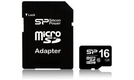 Silicon Power microSDHC 16GB Class 10 memóriakártya (SP016GBSTH010V10-SP) + adapter