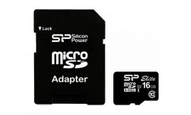Silicon Power Elite microSDHC 16GB C10/UHS-I memóriakártya (SP016GBSTHBU1V10-SP) + adapter