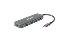 D-LINK USB-C HUB dokkoló - 2xUSB + 1xUSB-C +1xHDMI + 1xSD + 1xMicroSD (DUB-2327)