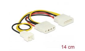 Delock Tápkábel 4 tűs apa> 1 x 4 tűs anya+ 1 x 3 tűs apa(fan) 14 cm (83658)