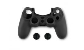 Spartan Gear Controller Silicon Skin Cover and Thumb Grips - védőtok és analóg kar védők, PS4 (2808143) fekete