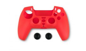 Spartan Gear Controller Silicon Skin Cover and Thumb Grips - védőtok és analóg kar védők, PS5 (2808149) piros