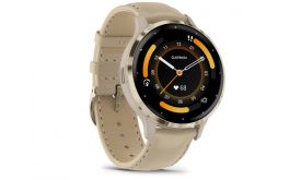 GARMIN Venu 3S okosóra (010-02785-55) francia szürke-krémarany, bőr és szilikon szíjjal