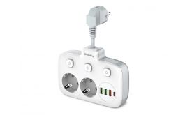 COLORWAY Hálózati elosztó, CW-CHE24PDW, 2 dugalj, 3xUSB-A, 1xUSB-C 2m, fehér