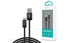 DEVIA ST108035 Gracious v2 12W USB/Lightning 1m -es fekete adat-és töltőkábel (ST108035)
