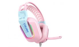 Onikuma X13 Vezetékes Gamer Fejhallgató RGB világítással, pink