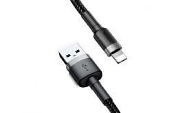 BASEUS CAFULE adatkábel (USB - lightning, 1.5A, gyorstöltő 3.0, 200cm, cipőfűző) FEKETE
