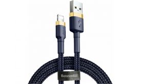 BASEUS CAFULE adatkábel (USB - lightning, 2.4A, gyorstöltő, 100cm, cipőfűző) SÖTÉTKÉK