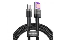 BASEUS CAFULE adatkábel (USB - Type-C, 40W, PD gyorstöltő 3.0, 100cm, cipőfűző) SZÜRKE/FEKETE
