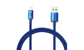 BASEUS CRYSTAL SHINE adatkábel (USB - lightning, 2.4A, PD gyorstöltő, 120cm, cipőfűző) SÖTÉTKÉK