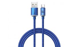 BASEUS CRYSTAL SHINE adatkábel (USB - Type-C, 100W, PD gyorstöltő, 120cm, cipőfűző) SÖTÉTKÉK