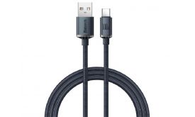 BASEUS CRYSTAL SHINE adatkábel (USB - Type-C, 100W, PD gyorstöltő, 200cm, cipőfűző) FEKETE