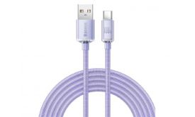 BASEUS CRYSTAL SHINE adatkábel (USB - Type-C, 100W, PD gyorstöltő, 200cm, cipőfűző) LILA