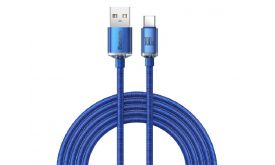 BASEUS CRYSTAL SHINE adatkábel (USB - Type-C, 100W, PD gyorstöltő, 200cm, cipőfűző) SÖTÉTKÉK