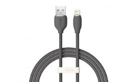 BASEUS JELLY LIQUID adatkábel (USB - lightning, 2.4A, gyorstöltő, 120cm) FEKETE