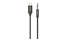 BASEUS M01 audió kábel (3.5mm - Type-C, 3 pólusú jack csatlakozó, 120cm, AUX) FEKETE