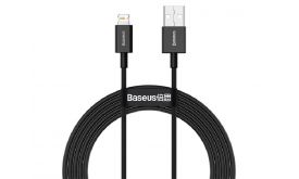 BASEUS SUPERIOR adatkábel (USB - lightning, 2.4A, PD gyorstöltő, 200cm, törésgátló) FEKETE