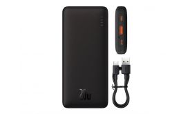BASEUS AIRPOW vésztöltő USB+Type-C aljzat (10000mAh, 20W, PD gyorstöltő 3.0, LED jelzés) FEKETE