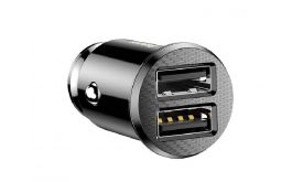 BASEUS GRAIN autós töltő 2 USB aljzat (15W, túlfeszültség elleni védelem) FEKETE
