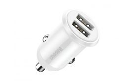 BASEUS GRAIN PRO autós töltő 2 USB aljzat (24W, gyorstöltő) FEHÉR
