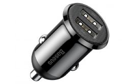 BASEUS GRAIN PRO autós töltő 2 USB aljzat (24W, gyorstöltő) FEKETE