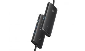 BASEUS LITE USB HUB 4in1 (4 USB aljzat 3.0, USB kábel, 100cm) FEKETE