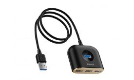 BASEUS USB HUB (passzív, elosztó, 4 USB aljzat, 100cm kábel) FEKETE