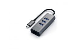 Satechi Aluminium Type-C Hub (3x USB 3.0,Ethernet), szürke (ST-TC2N1USB31AM)
