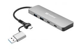 SANDBERG Hub és elosztó, USB-C/A to 2xUSB-A+2xUSB-C Hub (136-64)