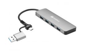 SANDBERG Hub és elosztó, USB-C/A to 4xUSB 3.0 Hub (136-63)