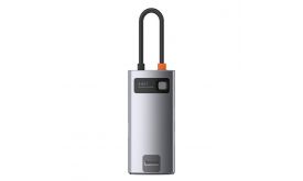 Baseus Metal Gleam 4-in-1 Multifunctional USB Type-C HUB dokkoló állomás, szürke (CAHUBCY0G)