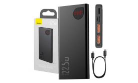 BASEUS ADAMAN METAL vésztöltő 2 USB+Type-C aljzat (10000mAh, 22.5W, PD gyorstöltő 3.0, LED) FEKETE (PPAD070001)