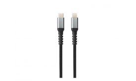 AVAX Töltőkábel, USB-C - Lightning, 3A, 1,5 méter, acélszürke (CB402G)