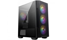 MSI FORGE M100R Midi ATX PC ház, 4xARGB ventilátor, Tápegység nélkül, üvegfalú, fekete