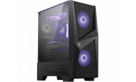 MSI MAG FORGE 100M Midi ATX Ház, 2xARGB ventilátor, Tápegység nélkül, üvegfalú, fekete