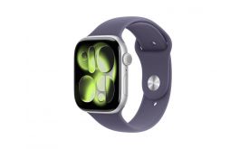 Apple Watch Series 11 GPS 42mm-es ezüstszínű alumíniumtok, ködös lila sportszíj – S/M (MEU64MP/A)