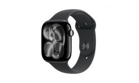 Apple Watch Series 11 GPS 46mm-es kozmoszfekete alumíniumtok, fekete sportszíj – M/L (MEUX4MP/A)