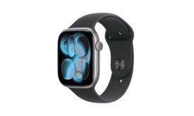 Apple Watch Series 11 GPS 46mm-es asztroszürke alumíniumtok, fekete sportszíj – S/M (MEV04MP/A)