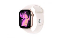 Apple Watch Series 11 GPS 46mm-es rozéarany alumíniumtok, lágy rózsaszín sportszíj – S/M (MEV64MP/A)